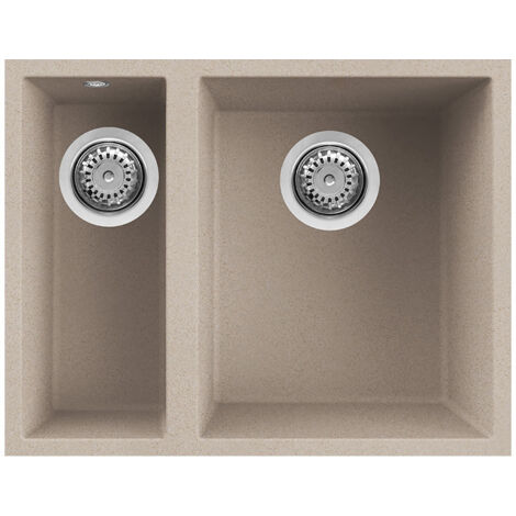 Lavello Elleci Incasso 2 vasche 56x44 Quadra 150 Sottotop Granitek Avena LGQ15051BSO