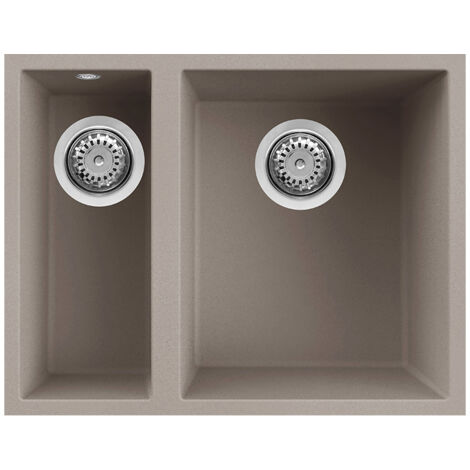 Lavello Elleci Incasso 2 vasche 56x44 Quadra 150 Sottotop Granitek Grigio Tortora LGQ15043BSO