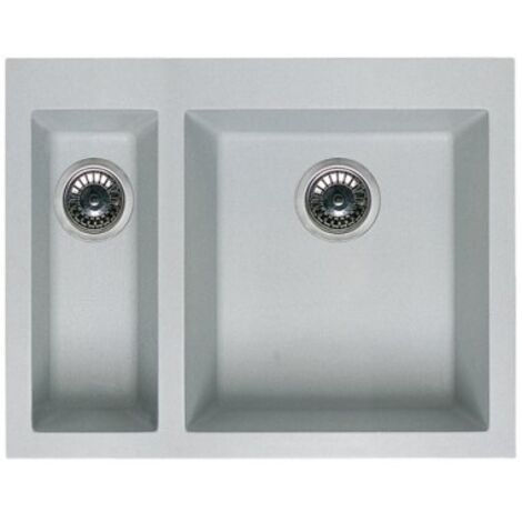 Lavello Elleci Incasso 2 vasche 56x44 Quadra 150 Sottotop Granitek Nero Pietra LGQ15054BSO