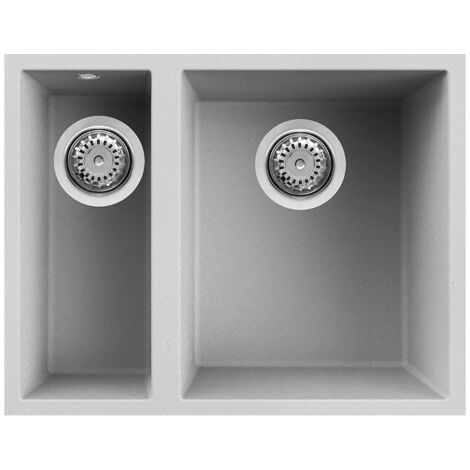 Lavello Elleci Incasso 2 vasche 56x44 Quadra 150 Sottotop Metaltek Grigio Aluminium LMQ15079BSO