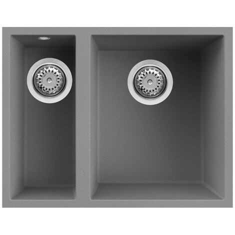 Lavello Elleci Incasso 2 vasche 56x44 Quadra 150 Sottotop Metaltek Grigio Titanium LMQ15073BSO