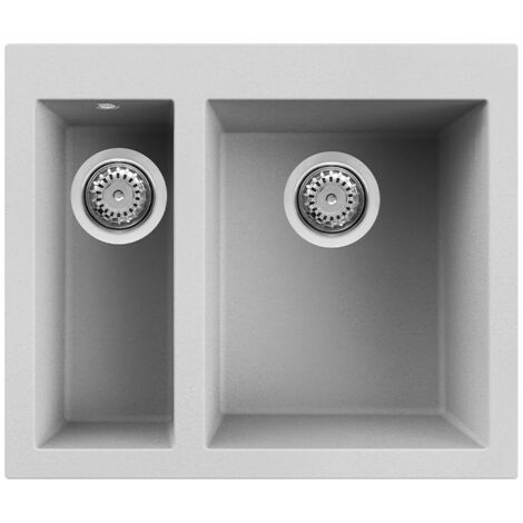 Lavello Elleci Incasso 2 vasche 59x50 Quadra 150 Metaltek Grigio Aluminium LMQ15079