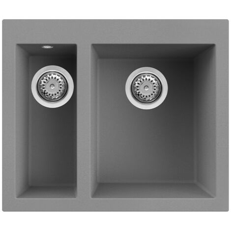Lavello Elleci Incasso 2 vasche 59x50 Quadra 150 Metaltek Grigio Titanium LMQ15073