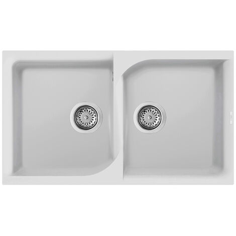 Lavello Cucina Due Vasche Bianco.Lavello Elleci Incasso 2 Vasche 86x50 Ego 450 Granitek Bianco Lge45068