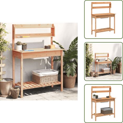 Lavello in plastica - vidaXL Tavolo Invaso con Lavello Marrone 147,5x44x139,5 Massello Abete - Tavolo per piante