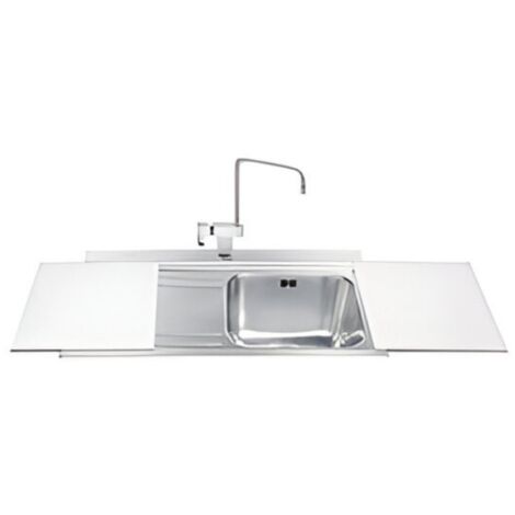Lavello incasso 1 vasca e gocciolatoio sinistro con taglieri in vetro bianco - Smeg LI91BS