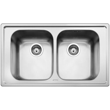 Lavello incasso 2 vasche 86x50 Smeg LP8622 inox spazzolato