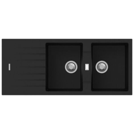 LAVELLO INCASSO 2 VASCHE CM 116 Nero