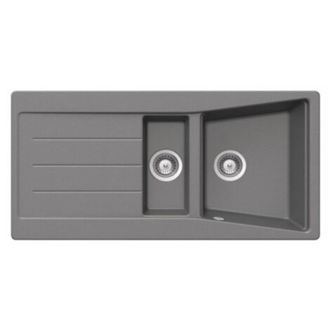 Lavello incasso 2 vasche e gocciolatoio reversibile 100x50 Smeg LS102T titanio