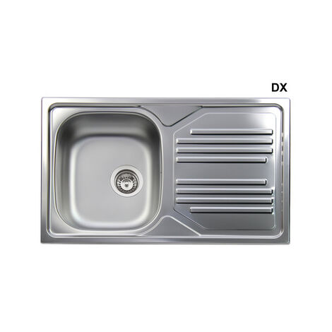 Lavello incasso acciaio inox 1 vaschetta cm 86 gocciolatoio dx