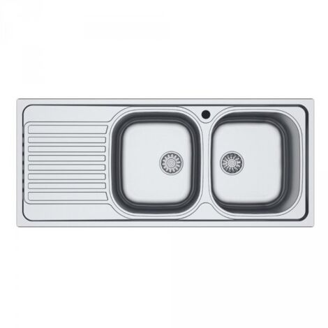 Lavello incasso acciaio inox 116x50 cm doppia vasca e gocciolatoio sinistro SA138