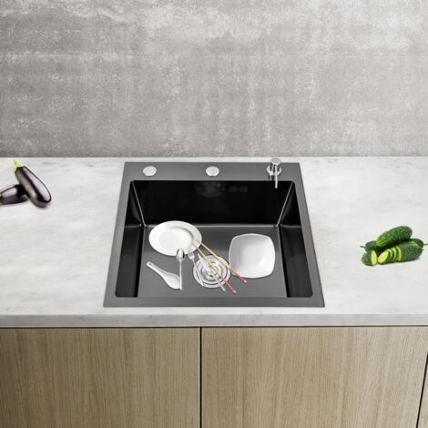 Lavello incasso acciaio inox 45x50cm, lavello cucina, lavabo, lavello con dosatore sapone