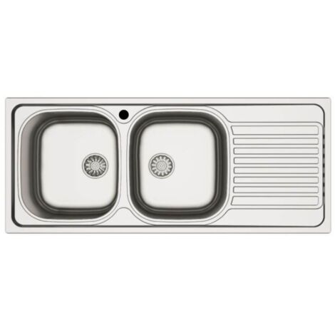 Lavello incasso cucina acciaio 116x50 cm due vasche e gocciolatoio destro MP1162DX