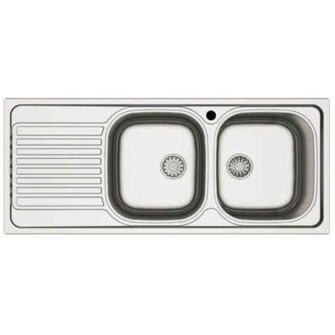 Lavello incasso cucina acciaio 116x50 cm due vasche e gocciolatoio sinistro MP1162SX