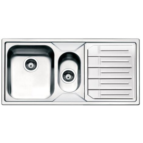 Lavello incasso semifilo 2 vasche e gocciolatoio destro 100x50 Smeg LP102D2 inox