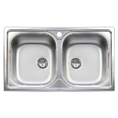 Lavello inox 86 cm da incasso a due bacinelle Cromato