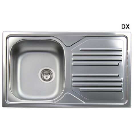 Lavello inox 86 cm da incasso Cromato Gocciolatoio a Destra