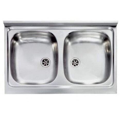 Lavello inox da incasso a due vasche 80x50 con piletta - mabel