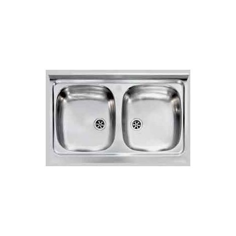 Lavello inox due vasche 80x50 cm