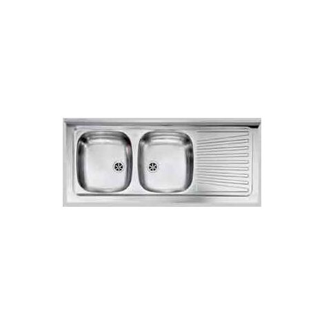 Lavello inox due vasche appoggio 120x50 cm - gocciolatoio dx