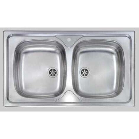 LAVELLO INOX DUE VASCHE INCASSO - 86 x 50