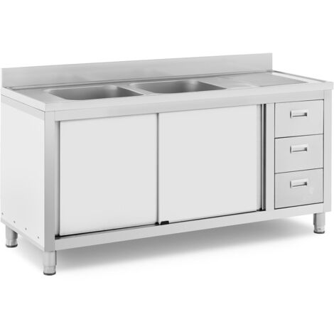 Lavello inox su vano 2 vasche inox 400 x 400 x 300 mm professionale 140005017
