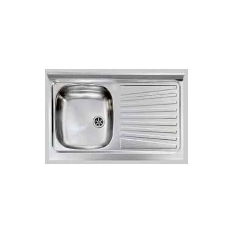 Lavello inox una vasca appoggio 80x50 cm - gocciolatoio dx