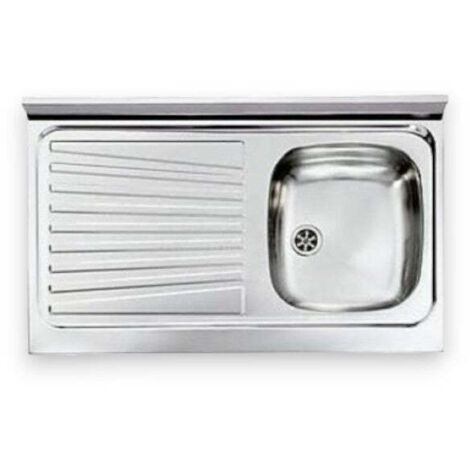 Lavello lavandino cucina con vasca appoggio e gocciolatoio a sinistra in acciaio - 80x50 cm