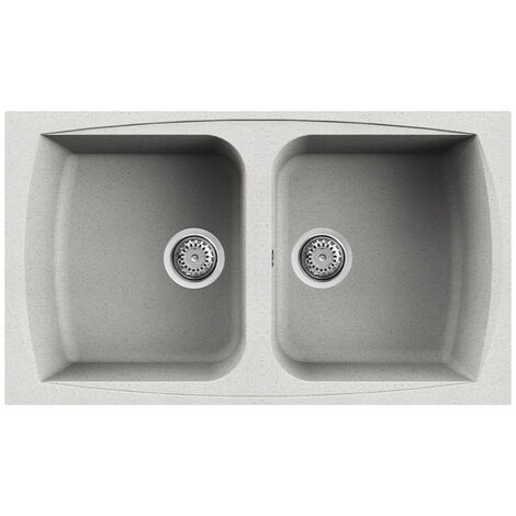 Lavello Cucina In Pietra Da Incasso.Lavello Elleci Incasso 2 Vasche 86x50 Living 450 Granitek Bianco Pietra Lgl45052