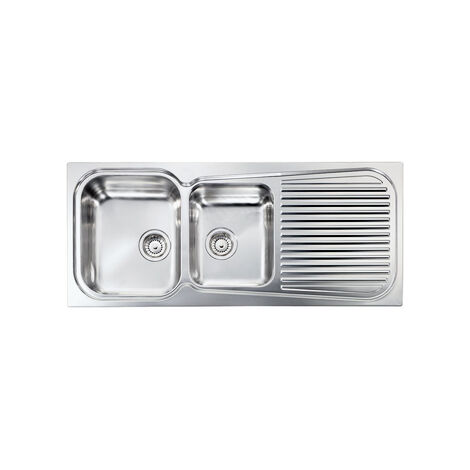 Lavello Cucina 2 Vasche Gocciolatoio.Lavello Matico 116x50 2 Vasche Destre Gocciolatoio Acciaio Inox 011647dcssp