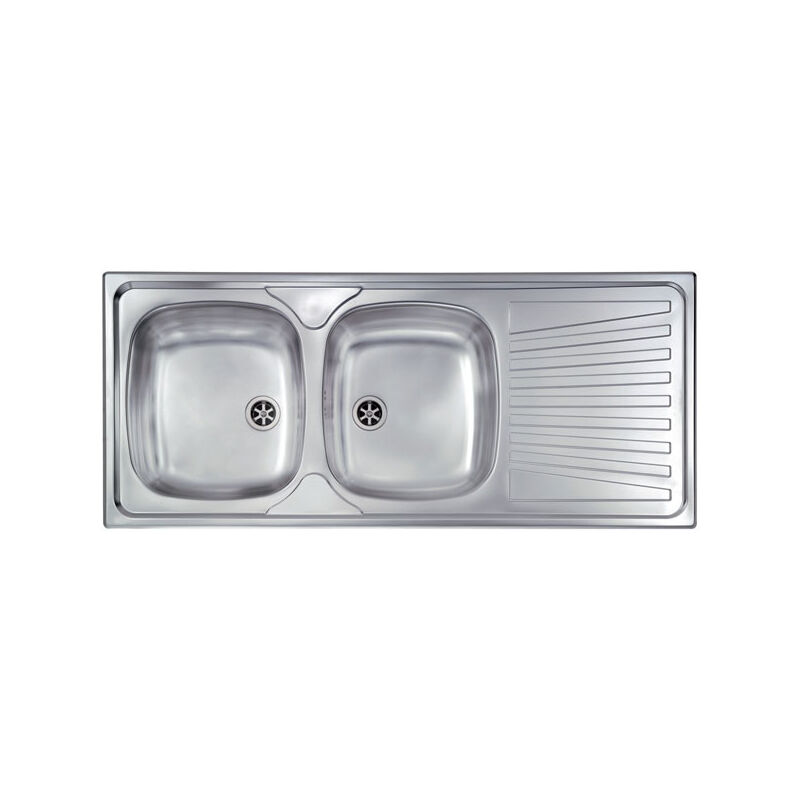 Lavello Cucina 2 Vasche Gocciolatoio.Lavello Mondial 116x50 2 Vasche Destre Gocciolatoio Acciaio Inox 011557dcssx