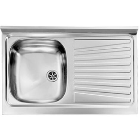 Lavello MONDIAL appoggio 80X50 1 vasca destra+ gocciolatoio ACCIAIO INOX