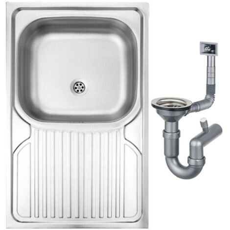 Lavello monovasca da appoggio 80x50 cm decoro con sifone Apollo