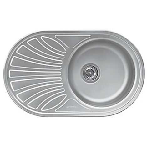 Lavello ovale incasso 1 vasca e gocciolatoio sinistro 78x48 cm - Smeg LMEL77S inox