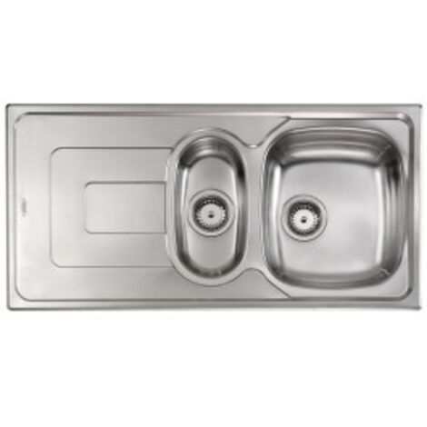 Lavello PIZZICA 100x50 2 vasche destre+ gocciolatoio ACCIAIO INOX