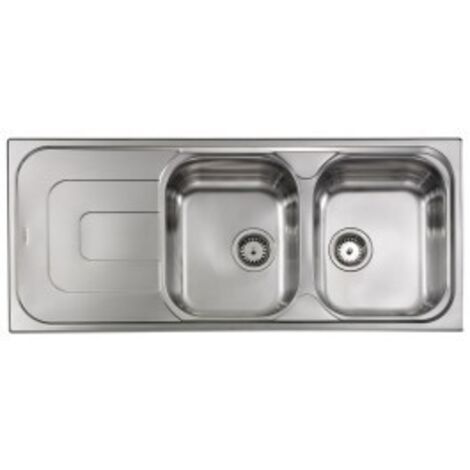 Lavello PIZZICA 116x50 2 vasche destre+ gocciolatoio ACCIAIO INOX