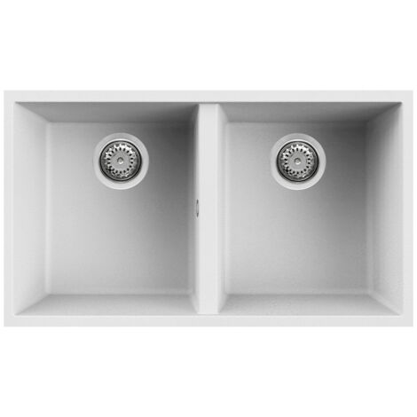 Lavello QUADRA 350 76x44 2 vasche WHITE 96 SOTTOTOP