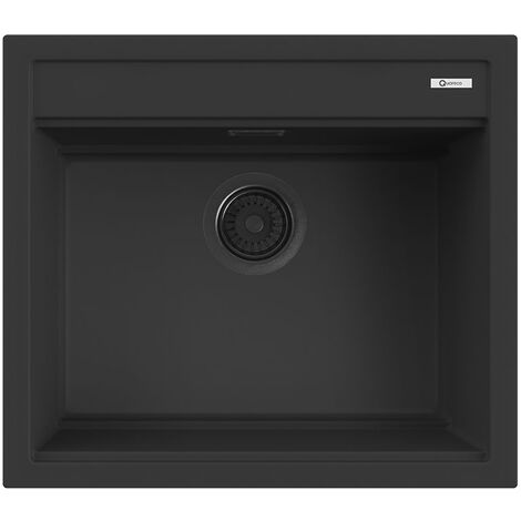 Lavello Quareco incasso 1 vasca 57×51 Prime 60 Granito Nero QLP060NE