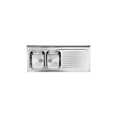 Lavello Cucina 2 Vasche Gocciolatoio.Lavello Rossana Appoggio 150x60 2 Vasche Destre Gocciolatoio Acciaio Inox 031139dcssx