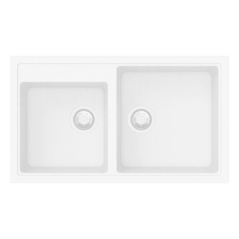 LAVELLO SINTETICO DA INCASSO 2 VASCHE CM 86 Misura: Bianco