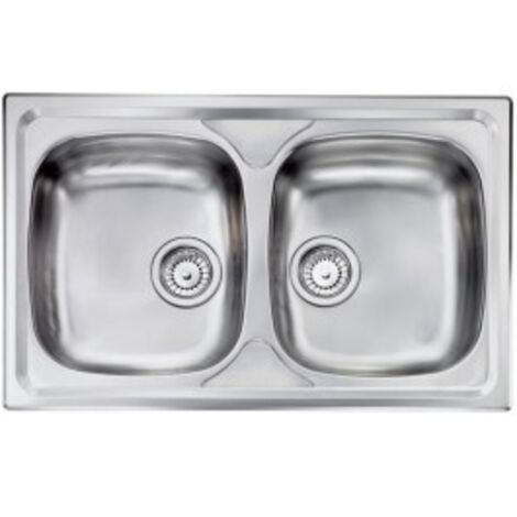 Lavello SIROS 79X50 2 vasche ACCIAIO INOX finitura Satinato