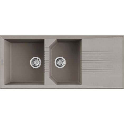 Lavello TEKNO 500 116x50 cm 2 vasche + gocciolatoio TORTORA 43