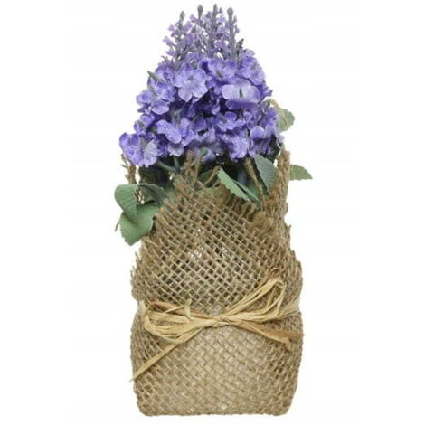 Lavendel im Jutemantel 17x7cm Künstliche Dekopflanze