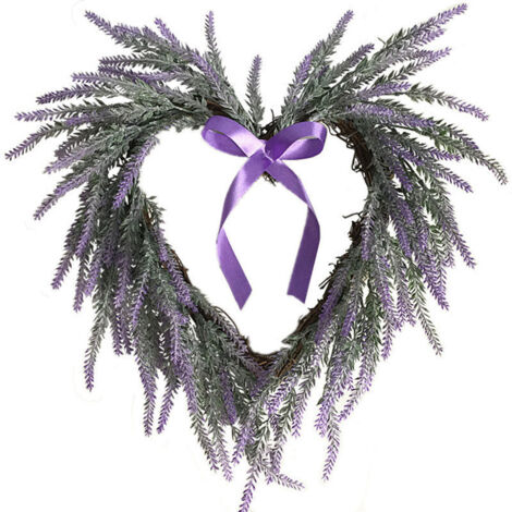 Lavender Wall Hanging Heart Shaped Wreath For Home Wall Decoration