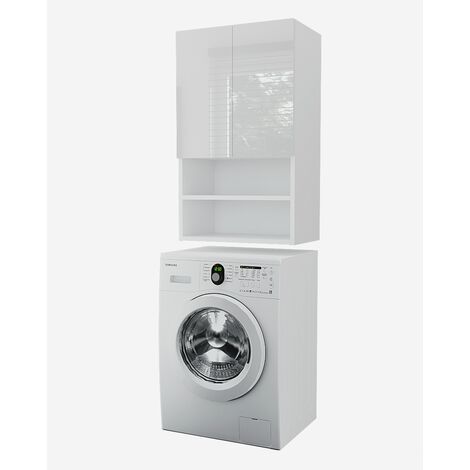 Laveo - Meuble mural pour machine à laver en BLANC laqué 60 cm