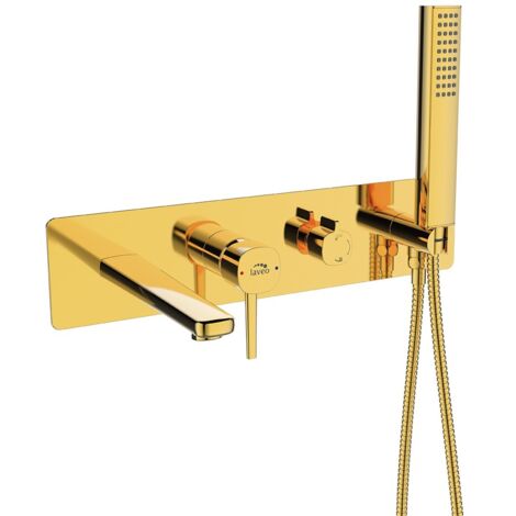 Laveo Unterputz-Badewannenarmatur mit Duschset POLA Gold