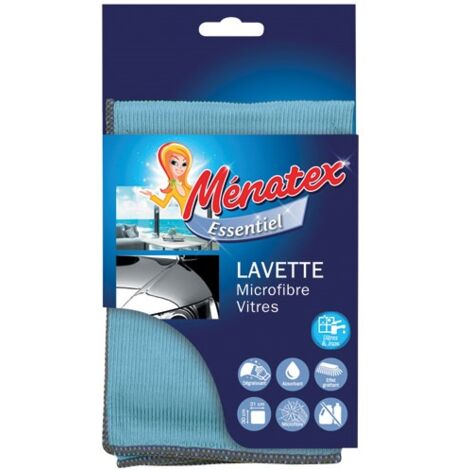 Lavette microfibre double face 30x31cm – Très absorbante et lipophile – Nettoyage sans détergent – Pour vitres et surfaces délicates – Menatex