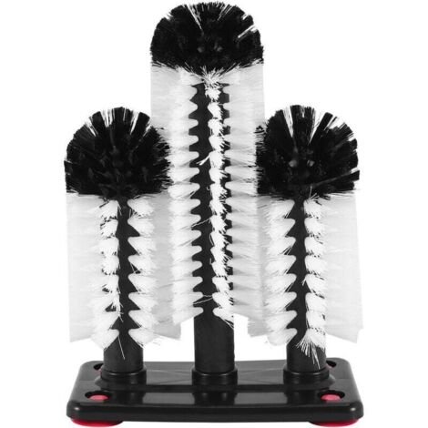 Laveur De Verre 3 Brosse Brosses À Laver En Avec Base D'Aspiration Nettoyant Bar Pour Bar, Cuisines, Verres Vin Rouge, Tasse
