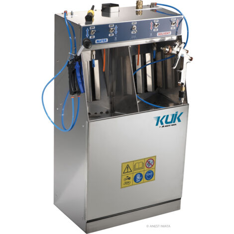 Laveur mural double pour pistolets – IWKKUIK – 2 circuits de lavage : solvant et hydro – Conforme ATEX Zone 1 – 450x280x840mm – Iwata