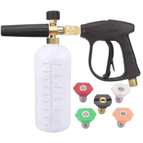Laveuse à Haute Pression Pulvérisateur de Lavage à l'eau avec Mousse et Pistolet avec 5 Buses de pulvérisation pour Le Nettoyage du Jardin